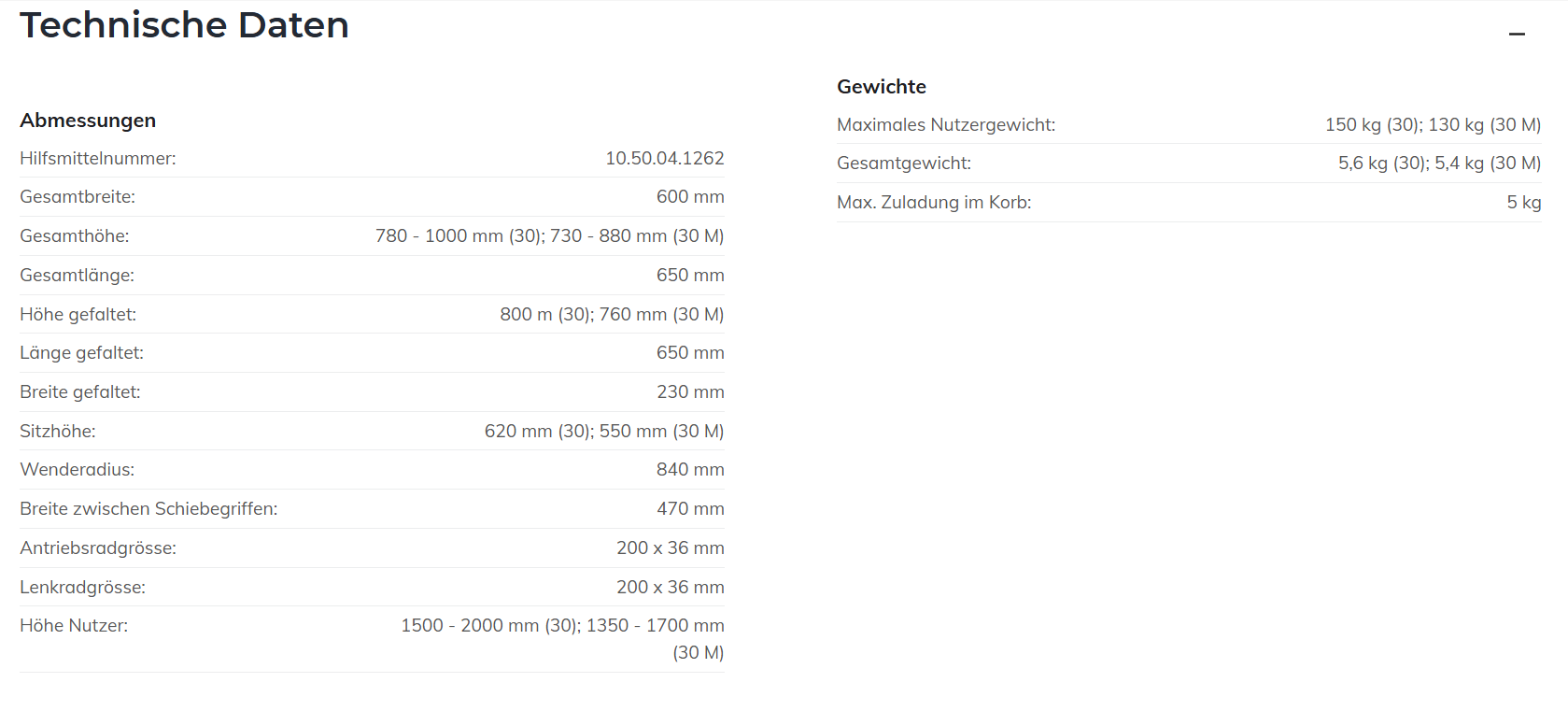 GEMINO CARBON SIZES